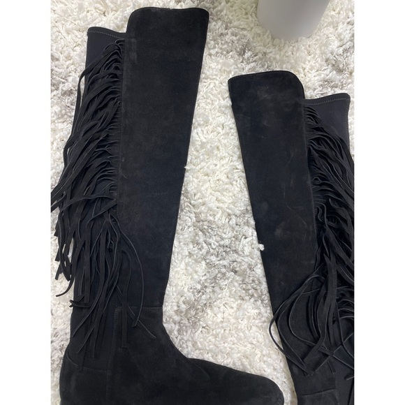 Stuart Weitzman Mane Fringe Black Suede Knee Boot size 6 - Picture 8 of 14